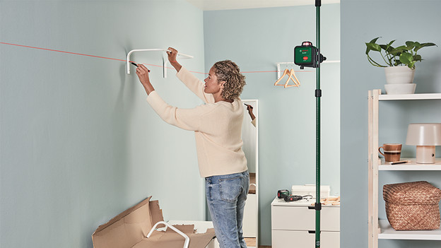 Kruislijnlaser ophangen