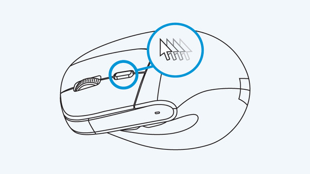 Dpi instellen met knop achter scrollwiel
