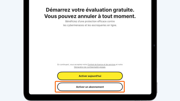 Connexion dans l'appli Norton