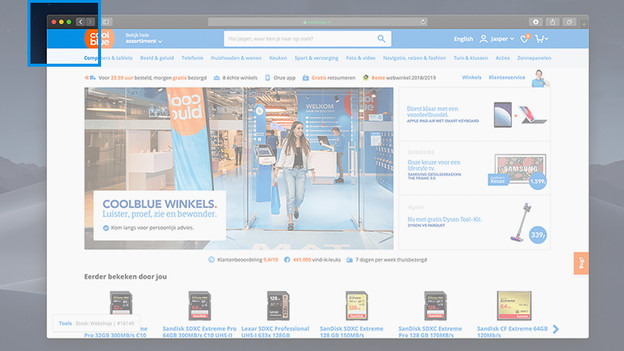 Via the green button