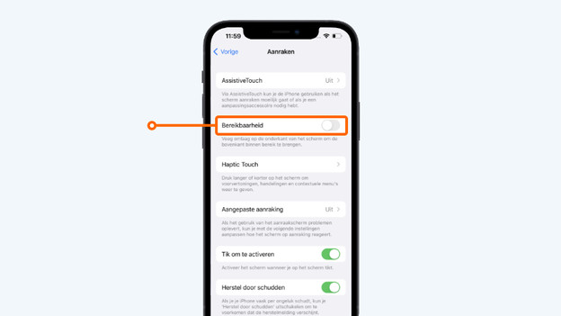 Zet het schuifje bij 'Bereikbaarheid' aan