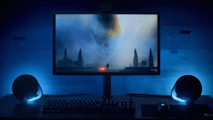 Logitech G560 2.1 RGB Gaming Pc Speaker set product in gebruik