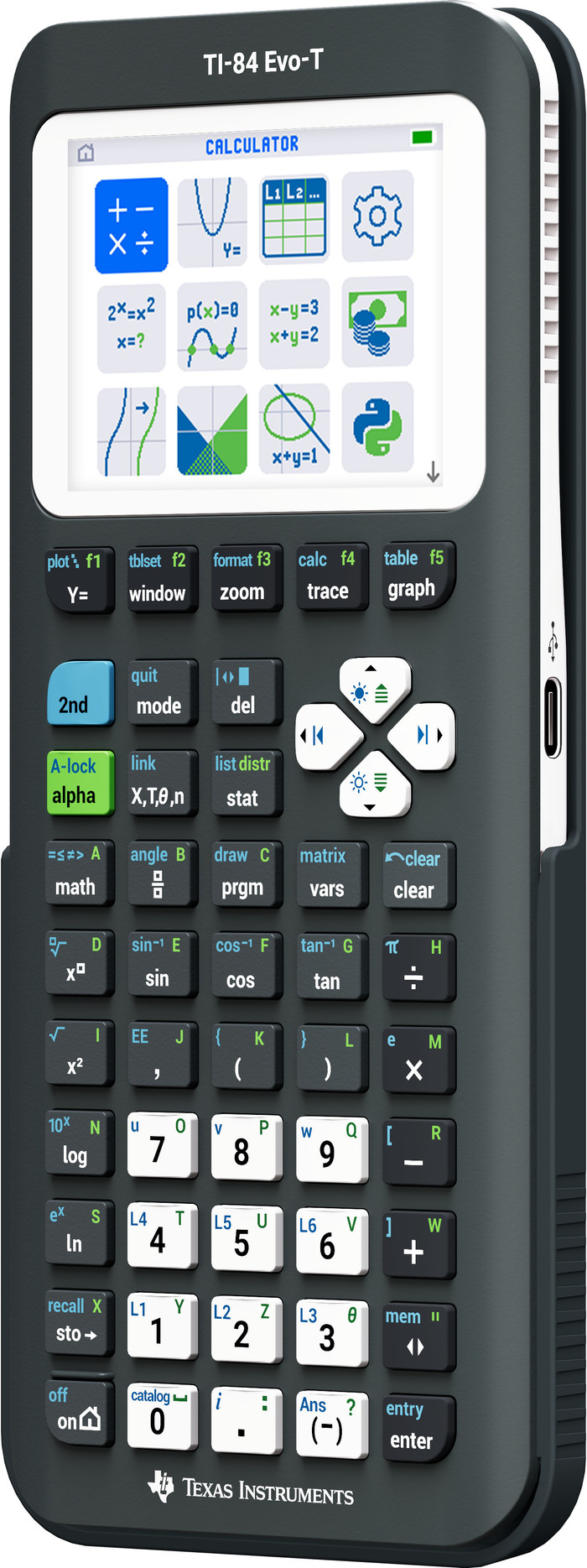 Texas Instruments TI-84 Evo-T Grafische Rekenmachine linkerkant