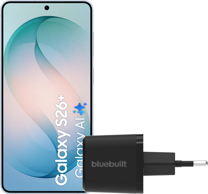 Samsung Galaxy S26 Plus 512GB Lichtblauw 5G + BlueBuilt Oplader 45 Watt Zwart Main Image