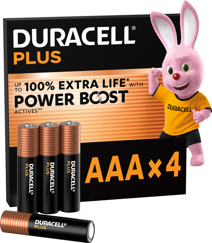 Duracell Plus AAA batteries 4 pieces Main Image