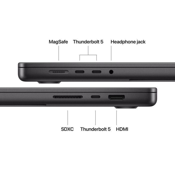 Apple MacBook Pro 16 Pouces M5 Max (CPU 18 Cœurs / GPU 40 Cœurs) 48 Go/2 To Noir AZERTY visuel fournisseur