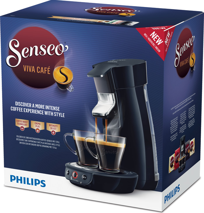 Philips Senseo Viva Café HD6563/60 Black + Milk Frother packaging
