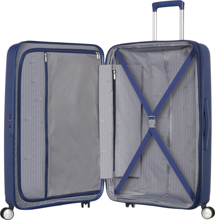 American Tourister Soundbox Expandable Spinner 77cm Midnight Navy binnenkant