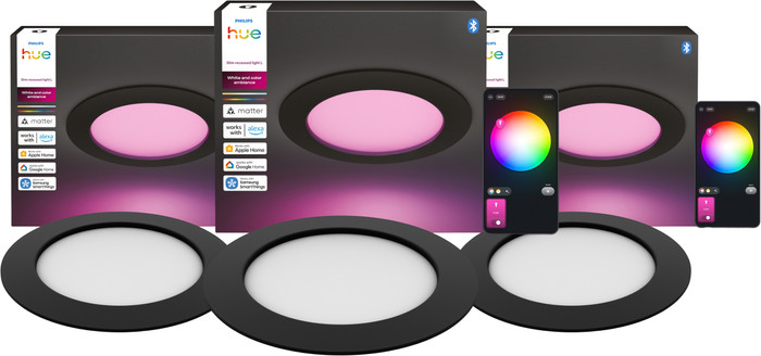 Philips Hue Spot Encastré Slim Lot de 3 - White and Color - 170 mm - Noir Main Image