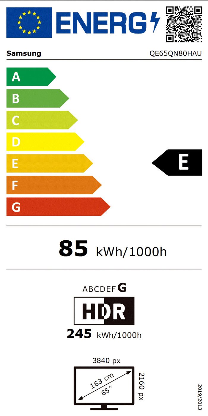 Samsung Neo QLED 65" QN80H (2026) energielabel