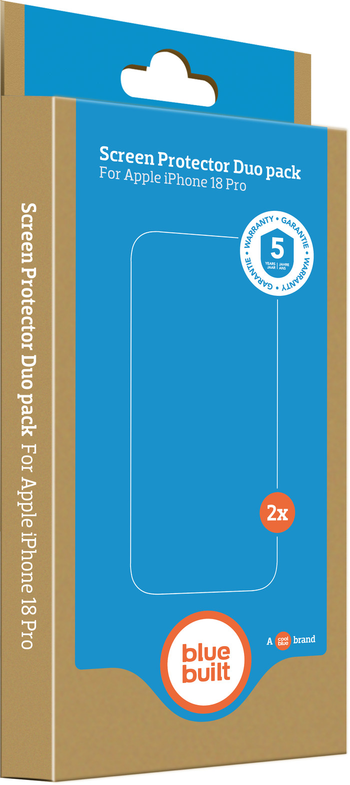 BlueBuilt iPhone 18 Pro Screenprotector Glas Duo Pack detail