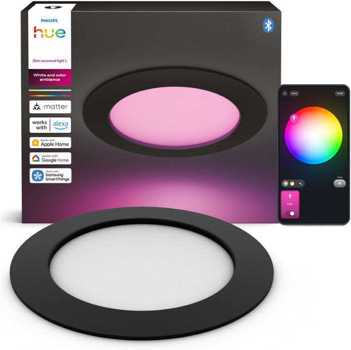 Philips Hue Inbouwspot Slim - White and Color - 170mm - Zwart Main Image