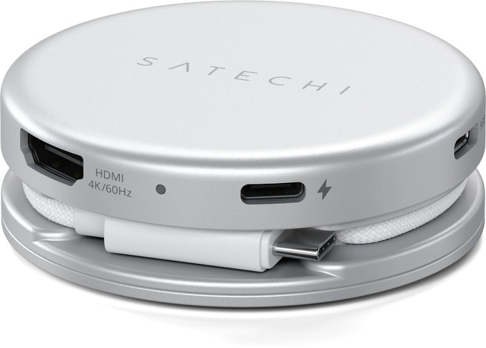 Satechi 5-in-1 OntheGo Multiport Argent côté gauche