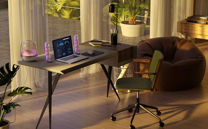 Harman Kardon SoundSticks 5 Wifi Wit product in gebruik