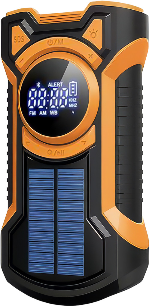 Just in Case Radio de Secours avec Panneau Solaire et Batterie Externe 5000 mAh Orange avant