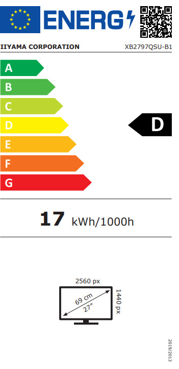 iiyama ProLite XB2797QSU-B1 energielabel