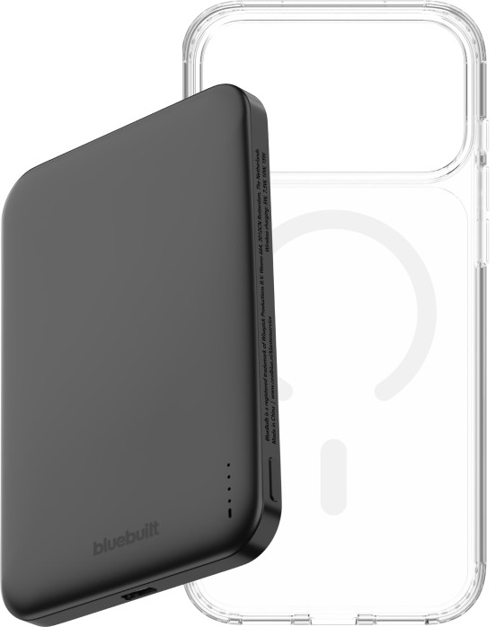 BlueBuilt MagSafe Hoesje iPhone 18 Pro Max Transparant + Powerbank 5.000 mAh Grijs Main Image