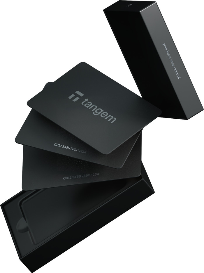 Tangem Wallet 2.0 - Secure Crypto Cold Wallet - 3 Card Set Classic Black voorkant