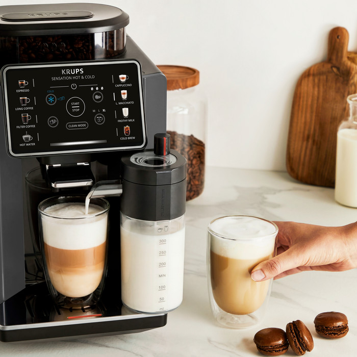 Krups Sensation Hot & Cold Milk EA914H Zwart detail