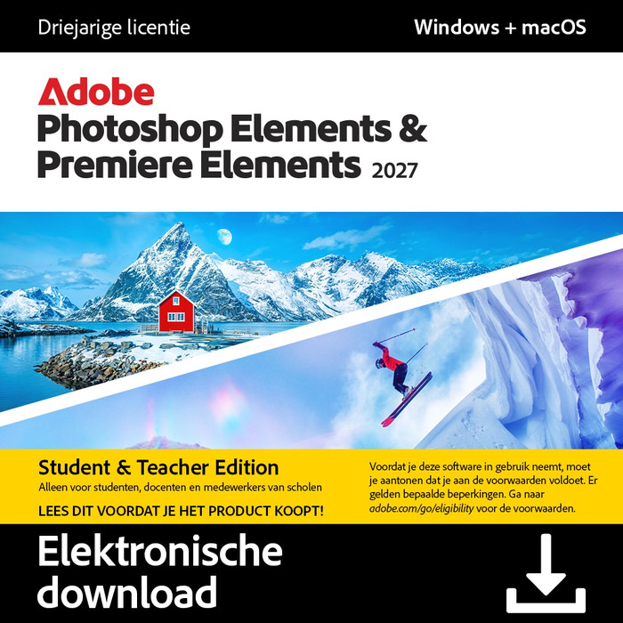 Adobe Photoshop & Premiere Elements 2027 Student/Docent 3 Jaar - Digitaal Main Image