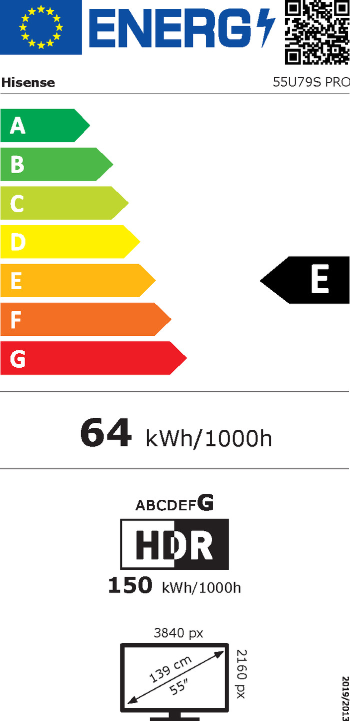 Hisense ULED 55" U79S PRO (2026) energielabel