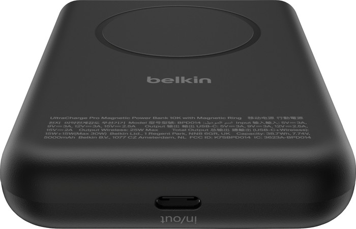Belkin UltraCharge Pro Draadloze Powerbank met MagSafe 10.000 mAh met Snelladen Zwart detail