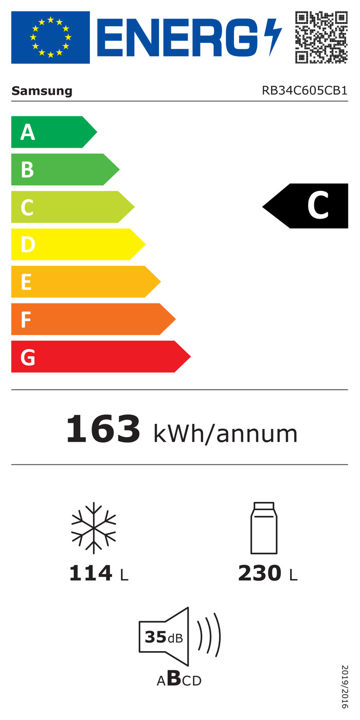 Samsung RB34C605CB1/EF classe énergétique
