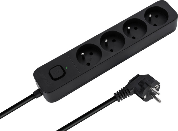 BlueBuilt Stekkerdoos 4-voudig 3 meter Zwart rechterkant