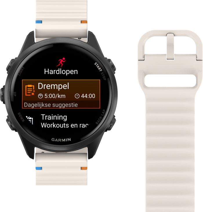 Just in Case Bracelet Silicone Crème pour Garmin Forerunner 55 / 165 / 570 42 mm détail