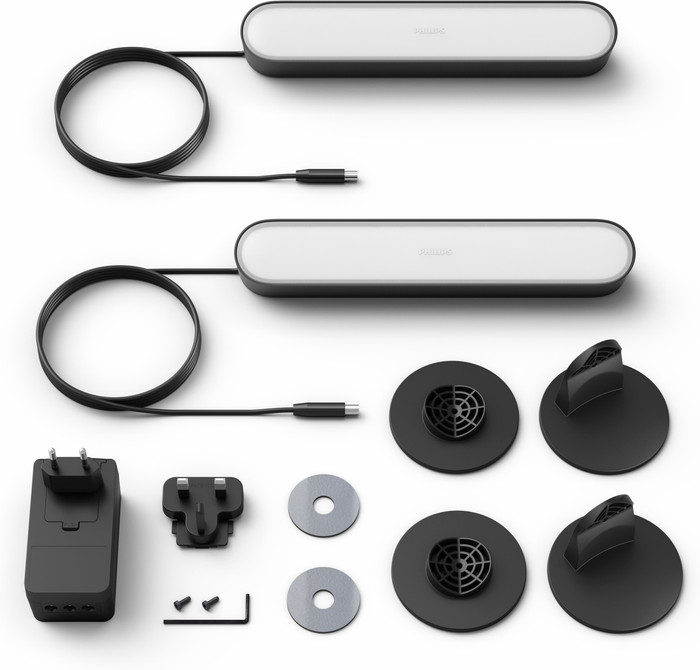 Philips Hue Play Rampe d'Éclairage Noir Lot de 2 + HDMI Sync Box 8K détail