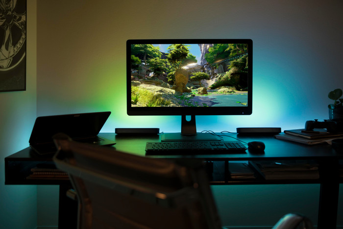 Philips Hue Play Lichtbalk White & Color Zwart Uitbreiding product in gebruik