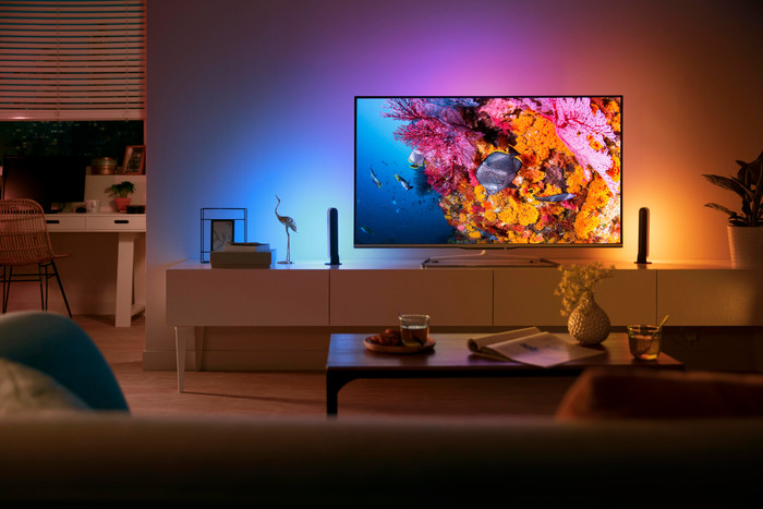Philips Hue Play Lichtbalk White & Color Wit Uitbreiding product in gebruik