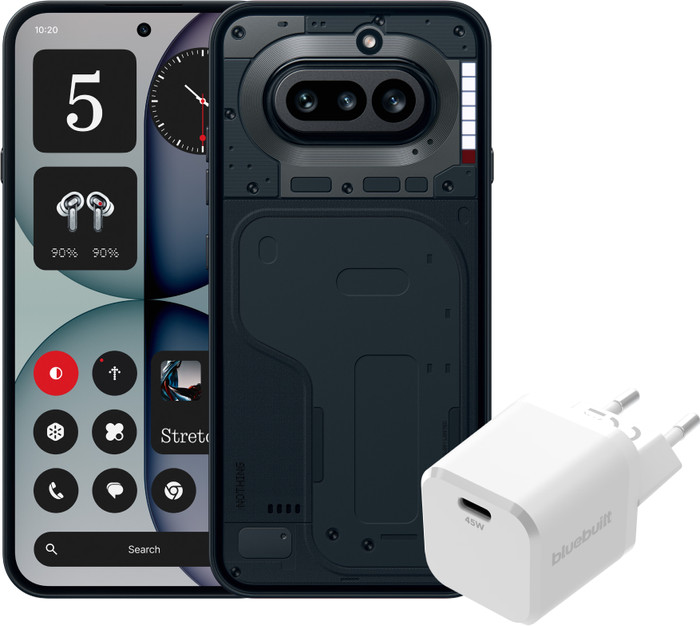 Nothing Phone (4a) 256GB Zwart 5G + BlueBuilt Oplader met Usb C Poort 45W Wit Main Image