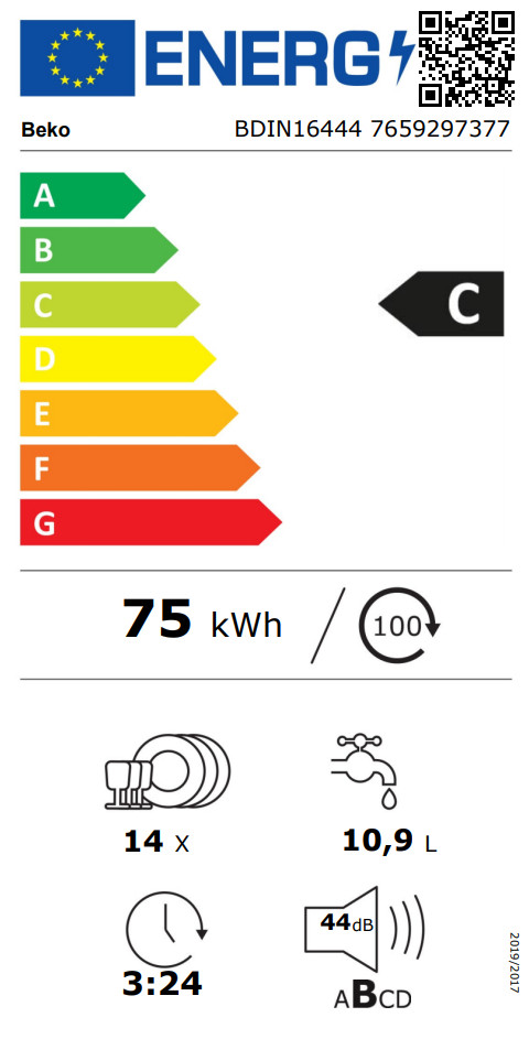 Beko BDIN16444 energielabel