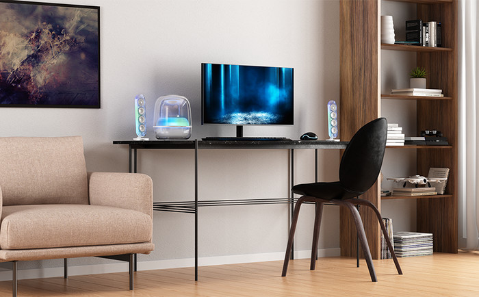 Harman Kardon SoundSticks 5 Wifi Wit product in gebruik