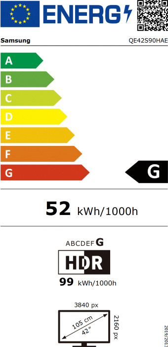 Samsung OLED 42" S90H (2026) energielabel