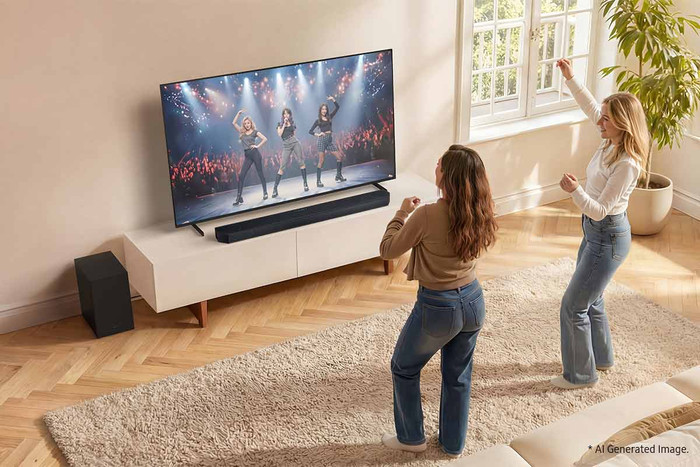 Samsung Micro RGB 75" R85H (2026) + Samsung HW-Q600H (2026) product in gebruik