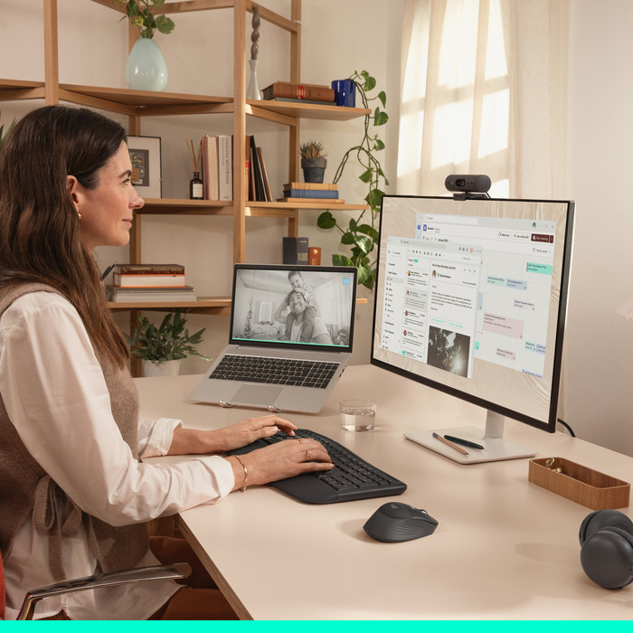 Logitech MK880 Signature Comfort Plus Wireless Keyboard and Mouse Combo Graphite QWERTY product in use