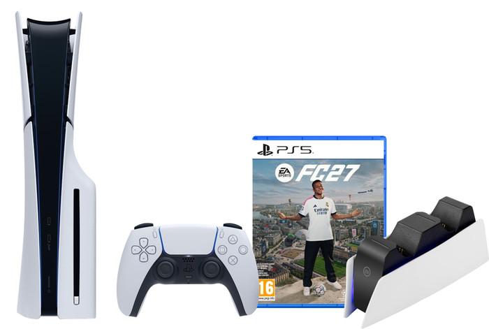 PlayStation 5 Slim Disc Edition + FC 27 + Oplaadstation Main Image