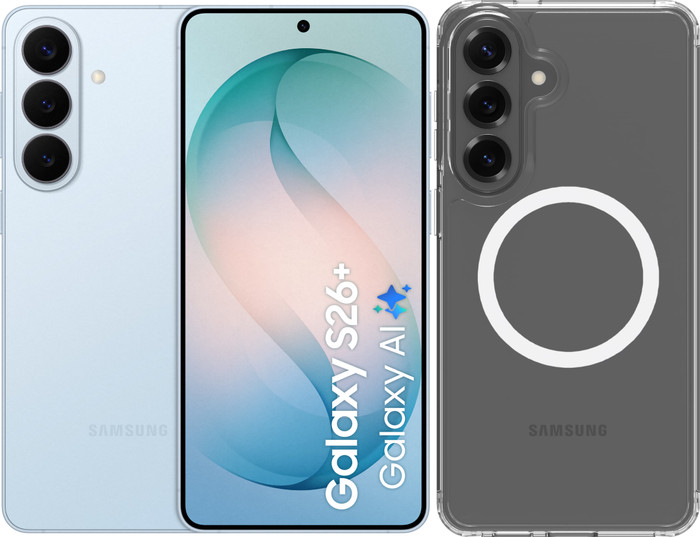 Samsung Galaxy S26 Plus 512GB Lichtblauw 5G + BlueBuilt Back Cover met Magneet Transparant Main Image