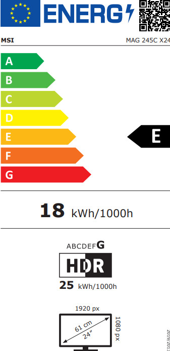 MSI MAG 245C X24 Curved energielabel