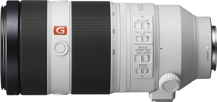 Sony FE 100-400 mm f/4.5-5.6 GM OSS côté gauche