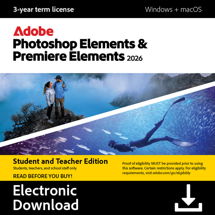Adobe Photoshop & Premiere Elements 2026 Student/Docent 3 Jaar - Digitaal Main Image