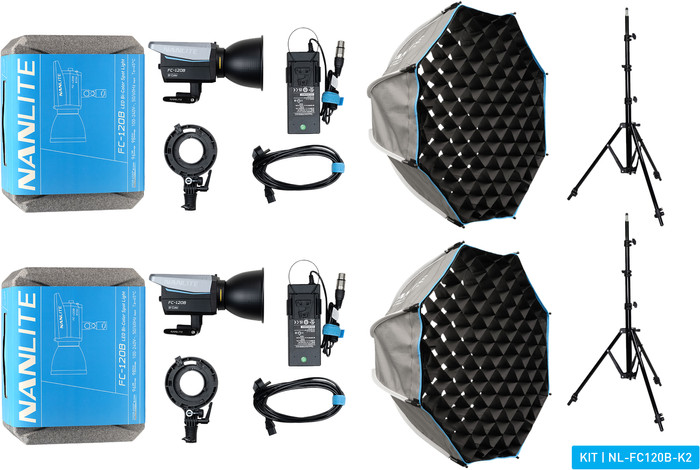 Nanlite FC-120B LED Bi-Color Spot Light Dual Kit (met lightstand en softbox) Main Image