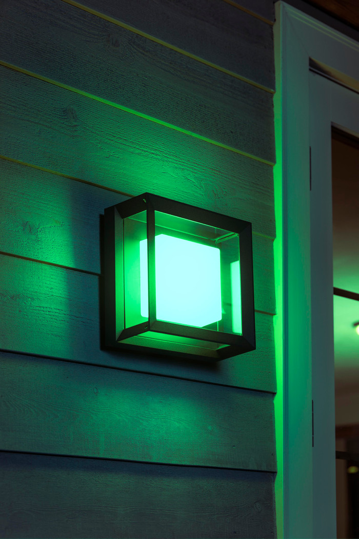 Philips Hue Econic Wall Lamp White and Color Black Modern product in use