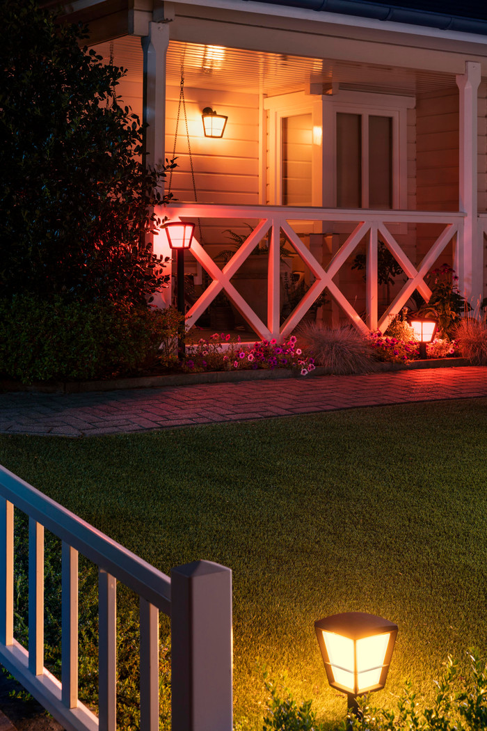 Philips Hue Econic Wall Lamp White and Color Black Hanging product in use