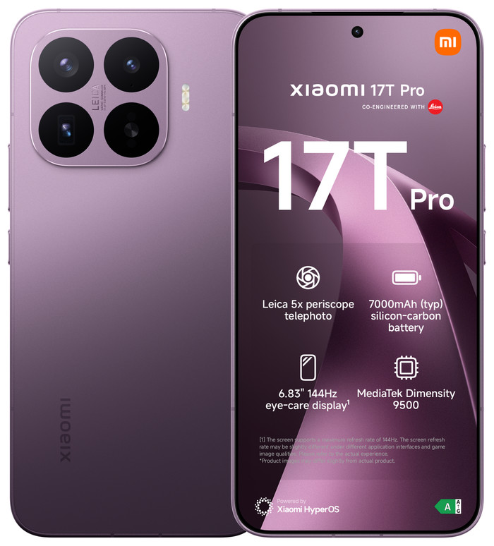 Xiaomi 17T Pro 256 Go Mauve 5G Main Image