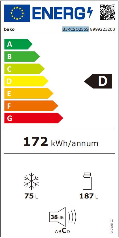 Beko B3RCSO255S classe énergétique