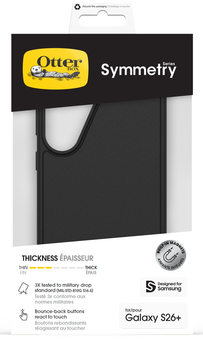 OtterBox Symmetry Samsung Galaxy S26 Plus Back Cover with Magnet Black packaging