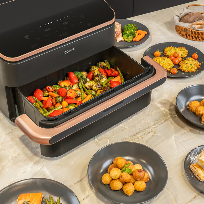 Cosori Dual Blaze Twinfry Ceramic 10L product in gebruik